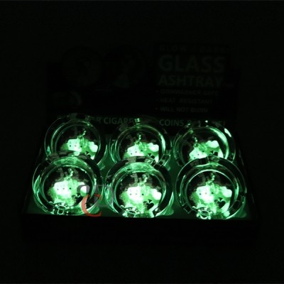 GLOW IN DARK GLASS ASHTRAY 6CT/ DISPLAY - ACES